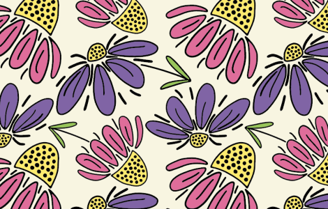 Cone Flowers and Daisy Pattern, Gratitude, Art